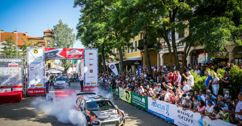 03 LUKYANUK Alexey (rus), ARNAUTOV Alexey (rus), Saintéloc Junior Team, Citroën C3 R5, ambiance podium during the 2019 European Rally Championship PZM Rally Poland at Mikolajki from june 28 to 30 - Photo Jorge Cunha / DPPI