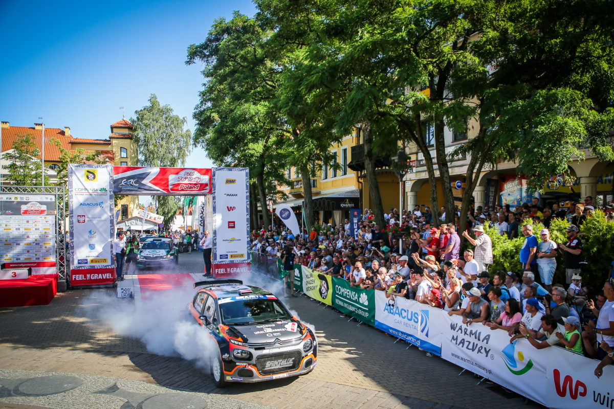03 LUKYANUK Alexey (rus), ARNAUTOV Alexey (rus), Saintéloc Junior Team, Citroën C3 R5, ambiance podium during the 2019 European Rally Championship PZM Rally Poland at Mikolajki from june 28 to 30 - Photo Jorge Cunha / DPPI