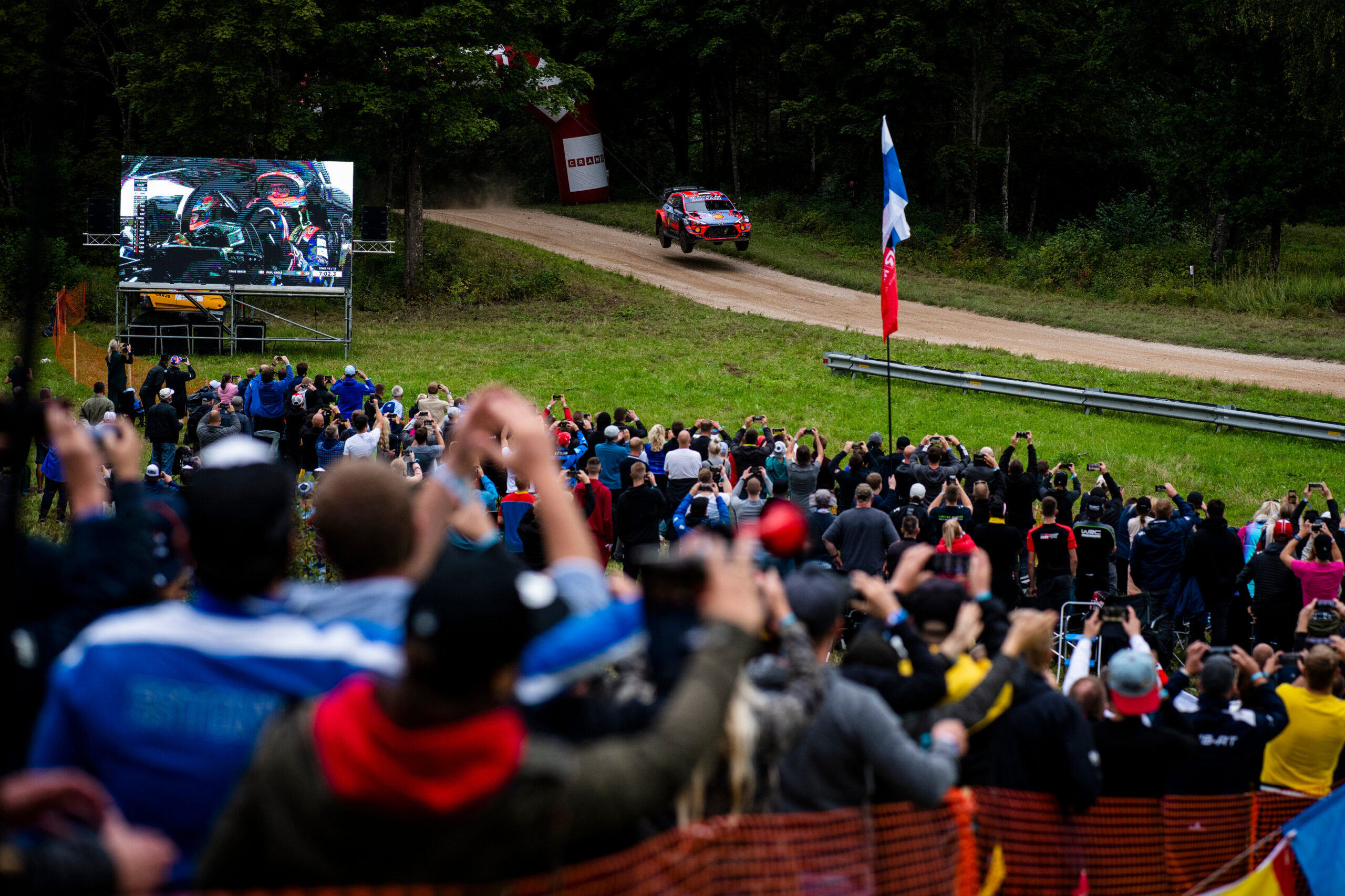 OS14 Rajd Estonii 2020, Ott Tanak (EST) Martin Jarveoja (EST) of team Hyundai i20 Coupe WRC Hyundai Shell Mobis WRT is seen racing during day 2 at the World Rally Championship Estonia in Tartu, Estonia on September 5, 2020