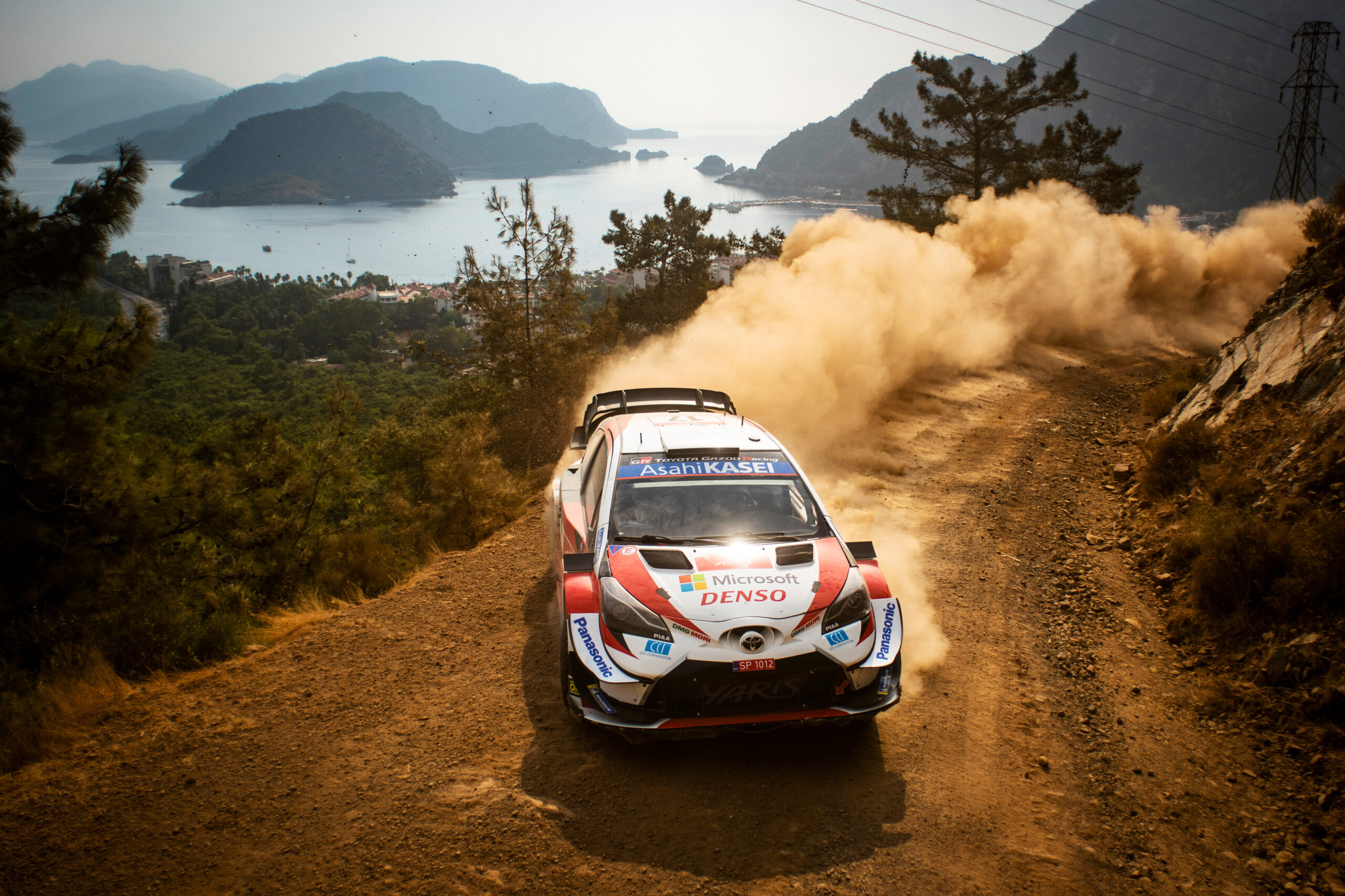 Sebastien Ogier (FRA) Julien Ingrassia (FRA) of team Toyota Yaris WRC Toyota Gazoo Racing WRT is seen racing at special stage Marmaris during the World Rally Championship Turkey in Marmaris, Turkey on September 20, 2020 //