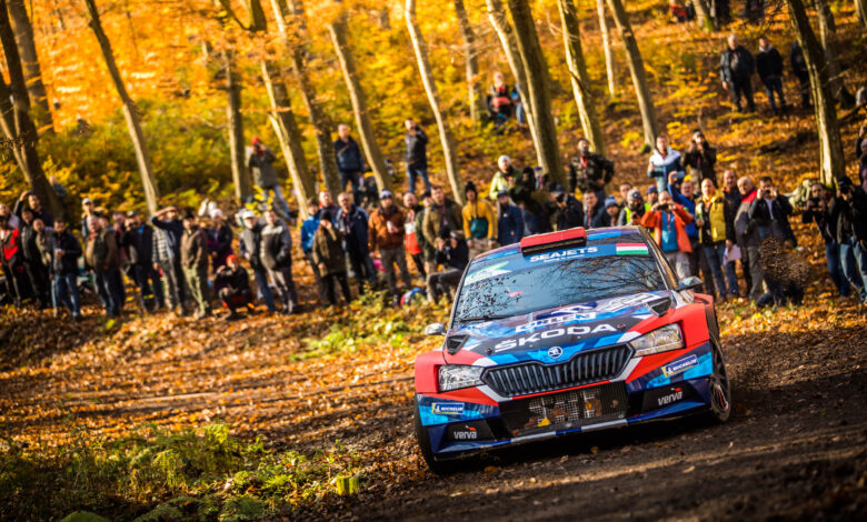 07 MARCZYK Miko (POL), GOSPODARCZYK Szymon(POL), Team Orlen Team, Skoda Fabia Rally2 Evo , action during the 2020 Rally Hungary, 4th round of the 2020 FIA European Rally Championship, from November 6 to 8, 2020 in ERC