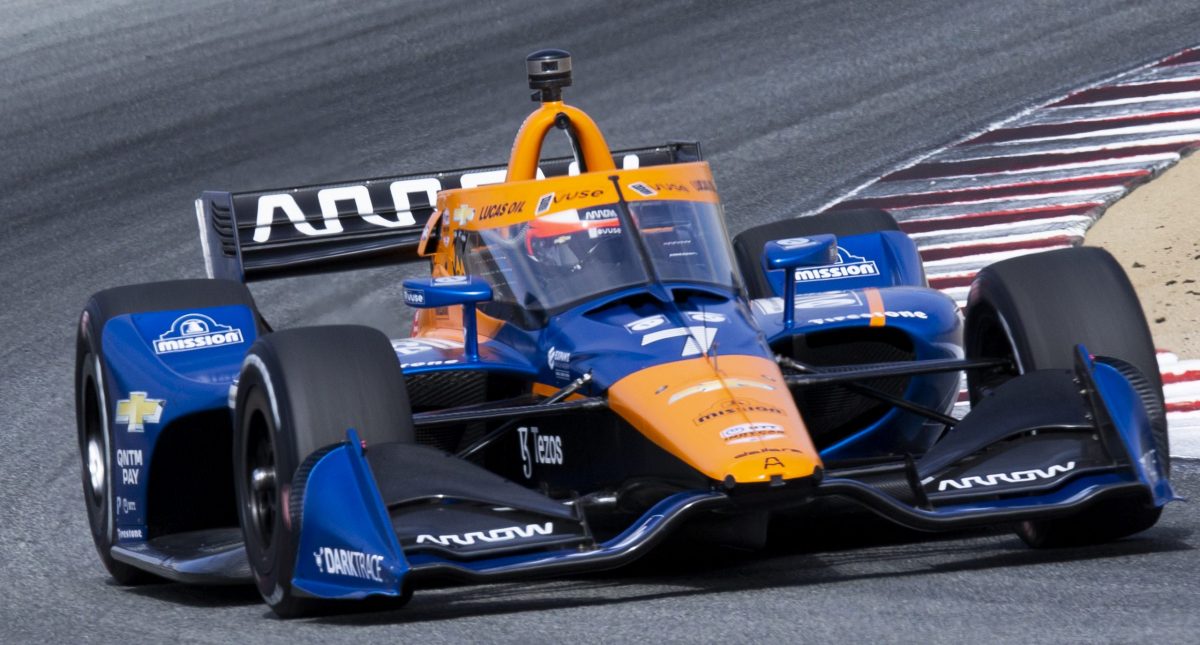 September 18 2021 Monterey, CA, U.S.A. Driver Felix Rosenqvist coming out of turn 5 during the NTT Firestone Grand Prix of Monterey Practice # 2 at Weathertech Raceway Laguna Seca Monterey NENT GROUP