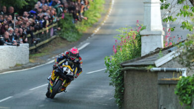 02/06/2022: Davey Todd (1000 Honda/Milenco by Padgett’s Motorcycles) at Barregarrow during Thursday evening’s qualifying session for the Isle of Man TT
