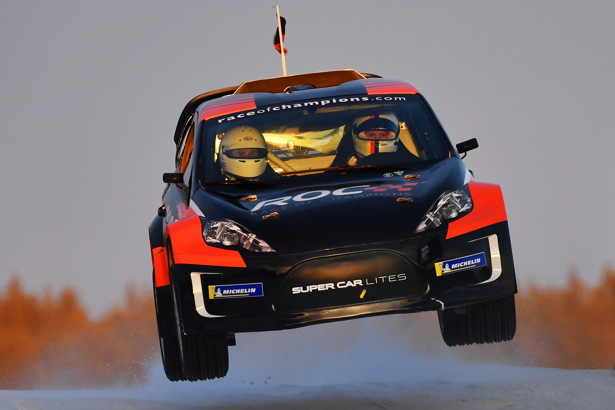 Sebastian Vettel (GER) driving the Supercar Lites during practice ahead of the Race of Champions Snow & Ice 2023 at Pite Havsbad, Sweden on 26 January 2023.