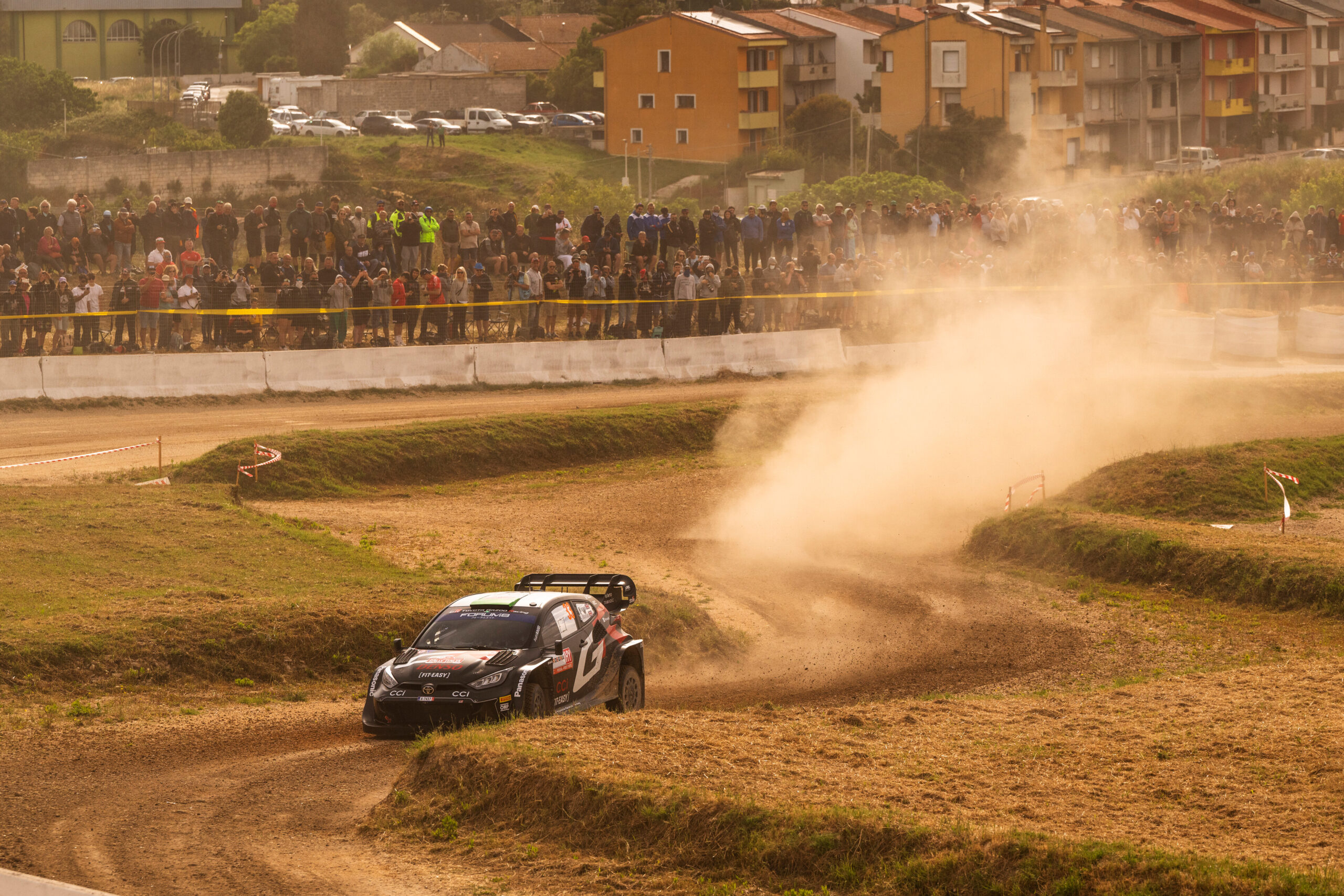 Ogier Elfyn Evans (GB) Scott Martin (GB) Of team TOYOTA GAZOO RACING WRT are seen on performing during the World Rally Championship Sardinia in Alghero, Italy on 31,May, 2024 //