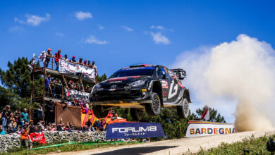 Sébastien Ogier (FRA) and Vincent Landais (FRA) are seen performing during the World Rally Championship Sardinia in Alghero, Italy on 1 June, 2024 //