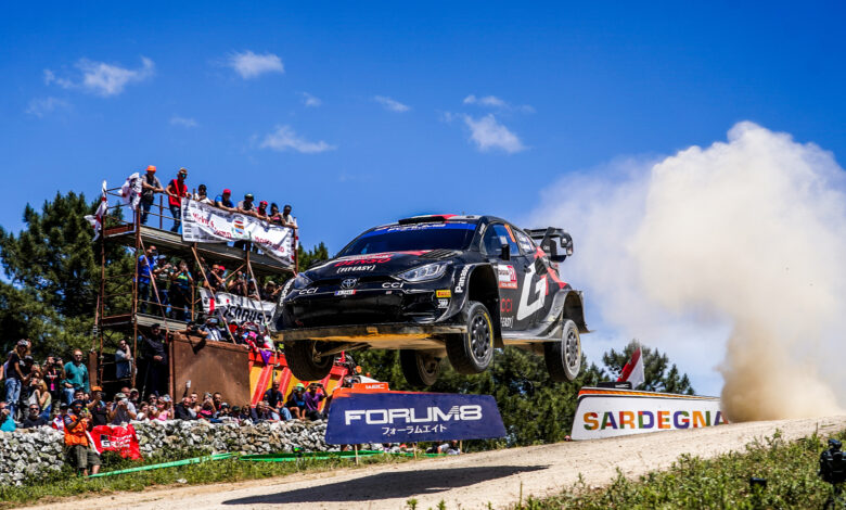Sébastien Ogier (FRA) and Vincent Landais (FRA) are seen performing during the World Rally Championship Sardinia in Alghero, Italy on 1 June, 2024 //
