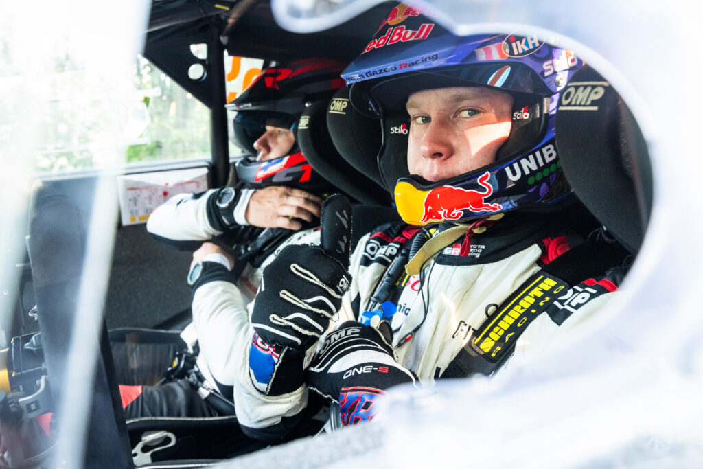 Kalle Rovanpera (FIN) Jonne Halttunen (FIN) Of team TOYOTA GAZOO RACING WRT seen during the World Rally Championship Poland in Mikołajki, Poland on 29,June. 2024 /