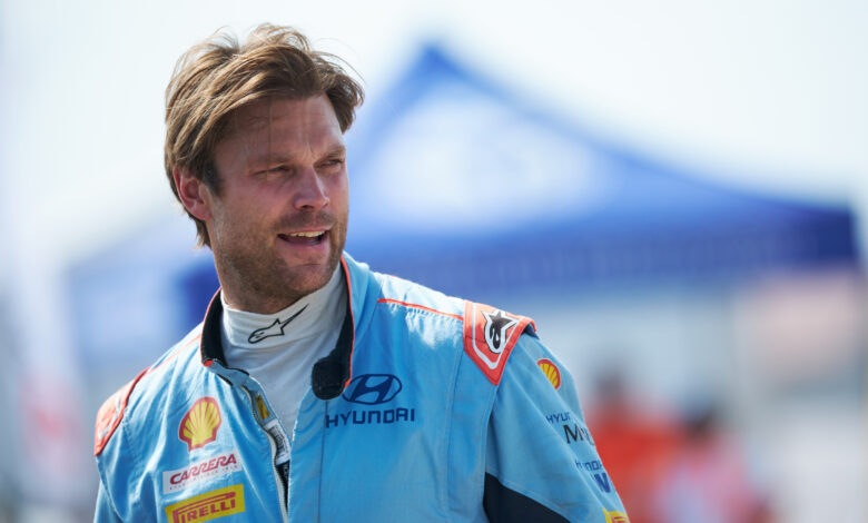 2024 FIA World Rally Championship Round 7, Rally Poland 2024, 27-30 June 2024 Andreas Mikkelsen, Podium during Day 3 of Rally Poland 2024 Photographer