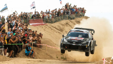 Kalle Rovanperä (FIN) Jonne Halttunen (FIN) Of team TOYOTA GAZOO RACING WRT are seen performing during the World Rally Championship Latvia in Liepaja, Latvia on 21,July. 2024 //
