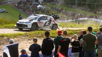 Sami Pajari (FIN) Enni Mälkönen (FIN) of are seen performing during the World Rally Championship Finland in Jyvasküla, Finland on 4,August. 2024 //