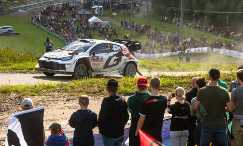 Sami Pajari (FIN) Enni Mälkönen (FIN) of are seen performing during the World Rally Championship Finland in Jyvasküla, Finland on 4,August. 2024 //