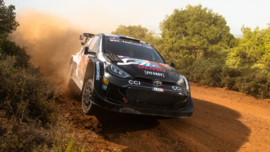Sebastien Ogier (FRA) Vincent Landais (FRA) Of team TOYOTA GAZOO RACING WRT are seen on performing during the World Rally Championship Greece in Lamia, Greece on 5,September 2024 //