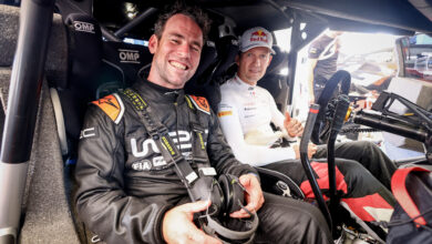 Tour de France icon Mark Cavendish joins eight-time WRC champion Sébastien Ogier for a high-speed ride during the World Rally Championship Greece in Lamia, Greece on 5,September 2024 //