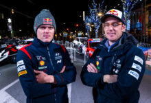Ott Tanak (EST) Of team HYUNDAI SHELL MOBIS WORLD RALLY TEAM and Thierry Neuville (BEL) Of team HYUNDAI SHELL MOBIS WORLD RALLY TEAM seen during the World Rally Championship Japan in Toyota city, Japan on 20,November. 2023 //
