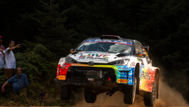 Jan Solans (ESP), Sanjuan de Eusebio Rodrigo (ESP) are seen on performing during the World Rally Championship Greece in Lamia, Greece on 6,September 2024 //