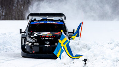 Kalle Rovanperä competing on the shakedown of WRC Rally Sweden on 13 February 2025. // WRC Promoter GmbH /