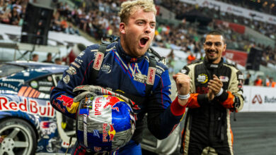 Conor Shanahan of Ireland seen during the final stop of the Drift Masters European Championship in Warsaw, Poland on September 16, 2023. //