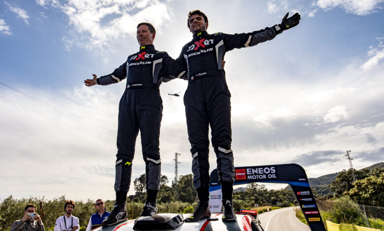 Podium during the FIA European Rally Championship in Cordoba, Spain on April 06,2025 //