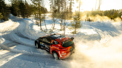 Jürgenson Romet seen performing duri Estonii ng the World Rally Championship Sweden in Umea, Sweden on 15,February. 2025 //
