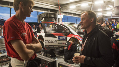 Marcus Gronholm , Tommi Makinen pose for the portrait during the FIA World Rally Championship 2017 in Jyvaskyla, Finland on July 28, 2017 //