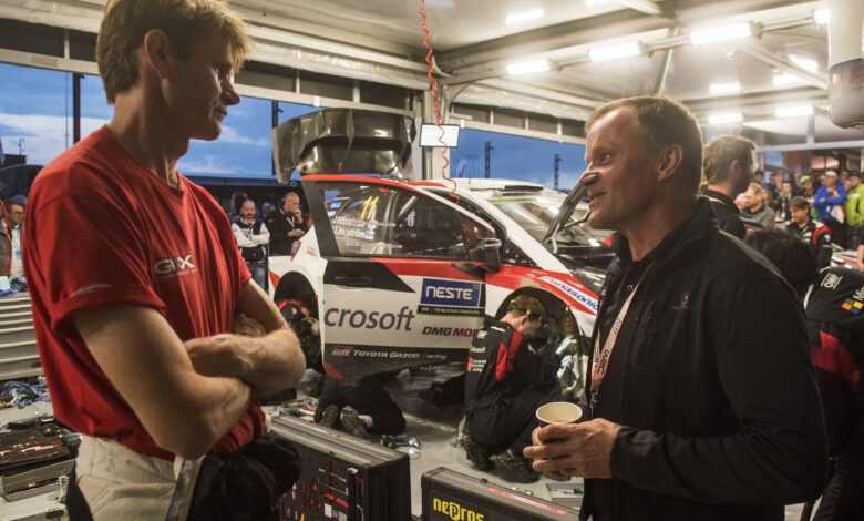 Marcus Gronholm , Tommi Makinen pose for the portrait during the FIA World Rally Championship 2017 in Jyvaskyla, Finland on July 28, 2017 //