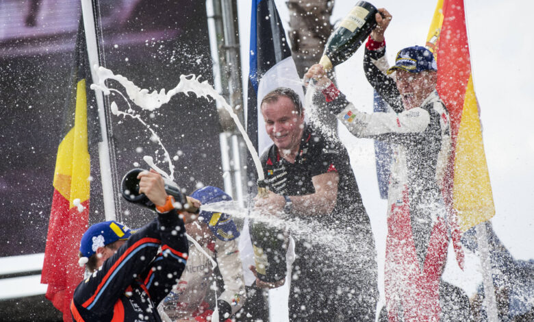 Ott Tanak (EST), Tommi Makinen (FIN) celebrate the podium during FIA World Rally Championship 2018 in Cordoba, Argentina on 29.04.2018 //