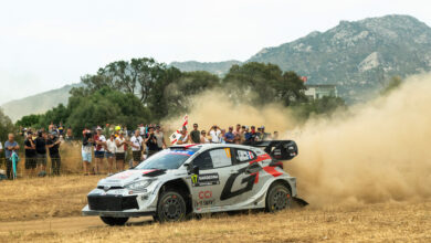 Sebastien Ogier (FRA) Vincent Landais (FRA) Of team TOYOTA GAZOO RACING WRT are seen performing during the World Rally Championship Italy in Olbia, Italy on 5,June. 2025 //