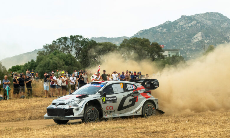 Sebastien Ogier (FRA) Vincent Landais (FRA) Of team TOYOTA GAZOO RACING WRT are seen performing during the World Rally Championship Italy in Olbia, Italy on 5,June. 2025 //