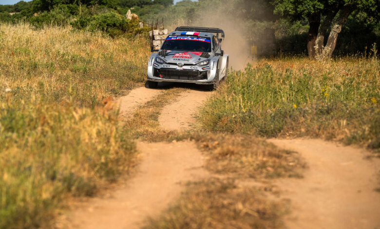 Sebastien Ogier (FRA) Vincent Landais (FRA) Of team TOYOTA GAZOO RACING WRT are seen during the World Rally Championship Italy in Olbia, Italy on 6,June. 2025 // J