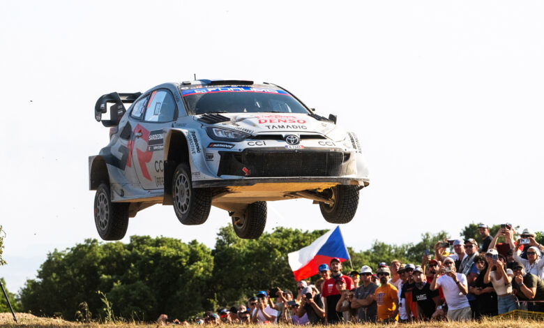 Sebastien Ogier (FRA) Vincent Landais (FRA) Of team TOYOTA GAZOO RACING WRT are seen performing during the World Rally Championship Italy in Olbia, Italy on 7,June. 2025 //