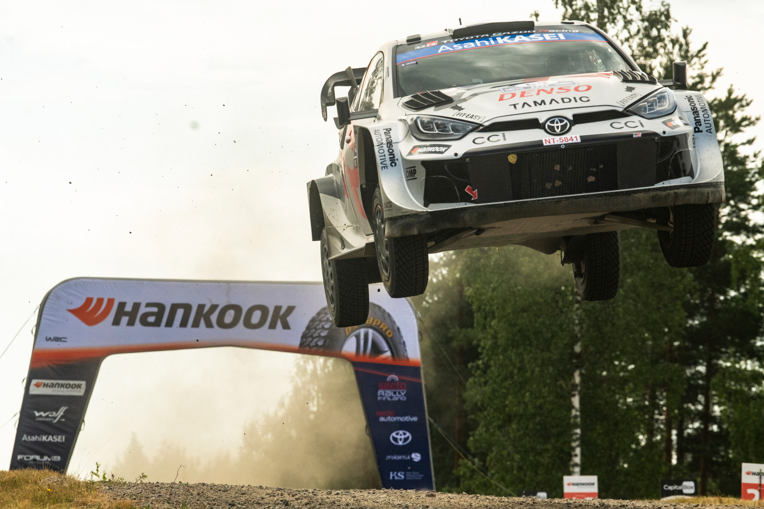 Kalle Rovanperä (FIN) Jonne Halttunen (FIN) Of Toyota Gazoo Racing Wrt are seen performing during the World Rally Championship Finland in Jyvasküla, Finland on 1,August, 2025 //