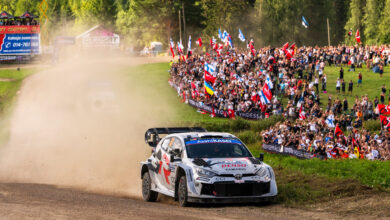 Kalle Rovanperä (FIN) Jonne Halttunen (FIN) Of Toyota Gazoo Racing Wrt are seen performing during the World Rally Championship Finland in Jyvasküla, Finland on 3,August, 2025 //
