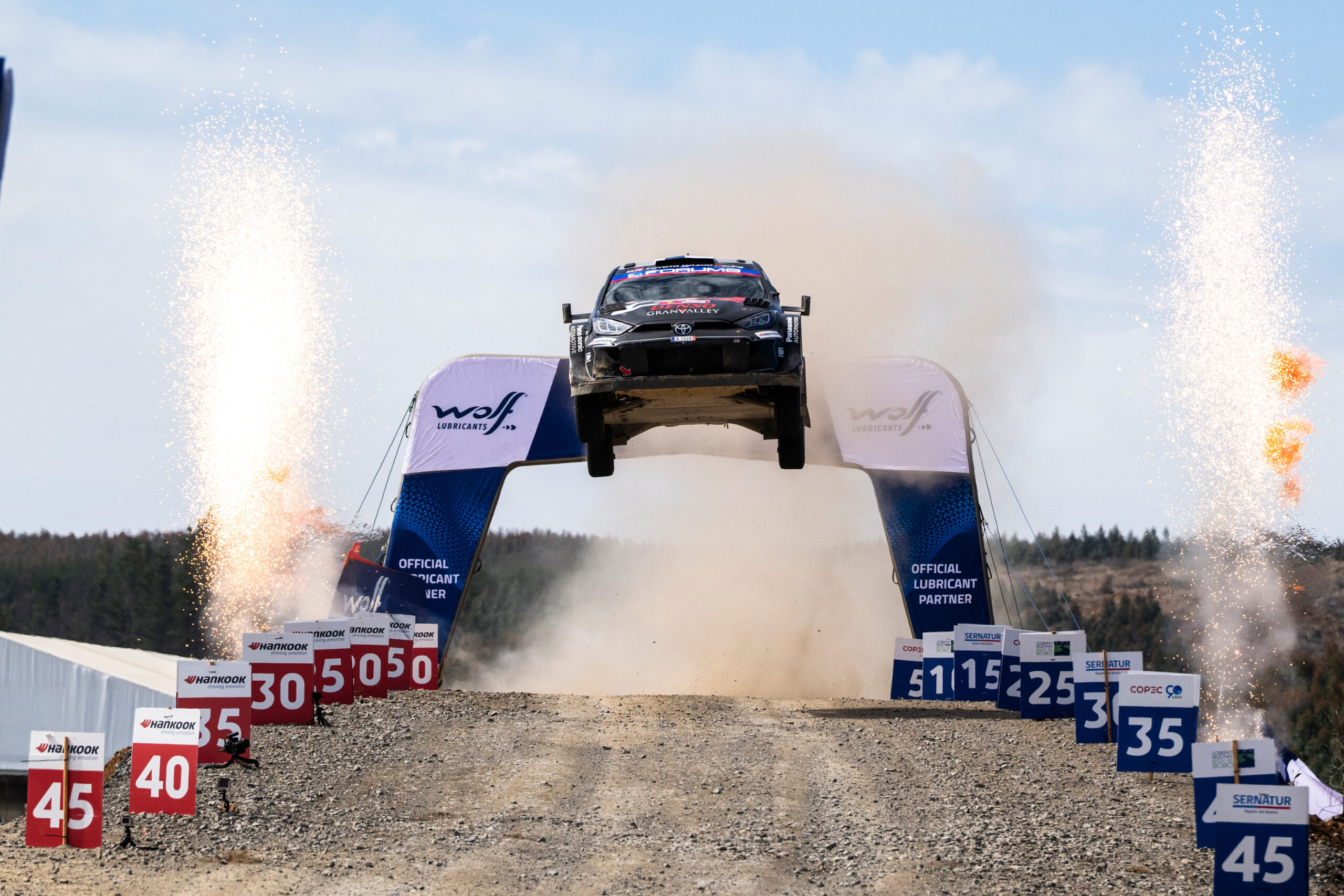 Sami Pajari (FIN) Marko Salminen (FIN) Of Toyota Gazoo Racing Wrt2 are seen performing during the World Rally Championship Chile in Conception, Chile on 14,September, 2025 //