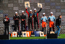 Sébastien Ogier (FRA) Vincent Landais (FRA) Of Toyota Gazoo Racing Wrt celebrate on the podium in first place after winning the World Rally Championship in Conception, Chile on September 14, 2025. //