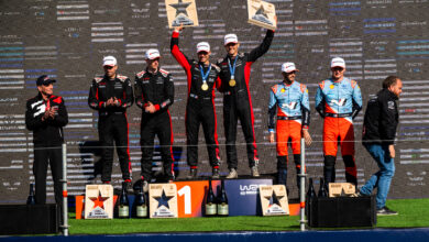 Sébastien Ogier (FRA) Vincent Landais (FRA) Of Toyota Gazoo Racing Wrt celebrate on the podium in first place after winning the World Rally Championship in Conception, Chile on September 14, 2025. //