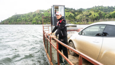 Sébastien Ogier (FRA) Of Toyota Gazoo Racing Wrt are seen crossing the river during the recce for the World Rally Championship Chile in Concepcion, Chile on 9,September, 2025 //