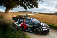 Kalle Rovanperä (FIN) Jonne Halttunen (FIN) Of Toyota Gazoo Racing Wrt are seen performing during the World Rally Championship CER in Passau, Germany on 16,October, 2025 //