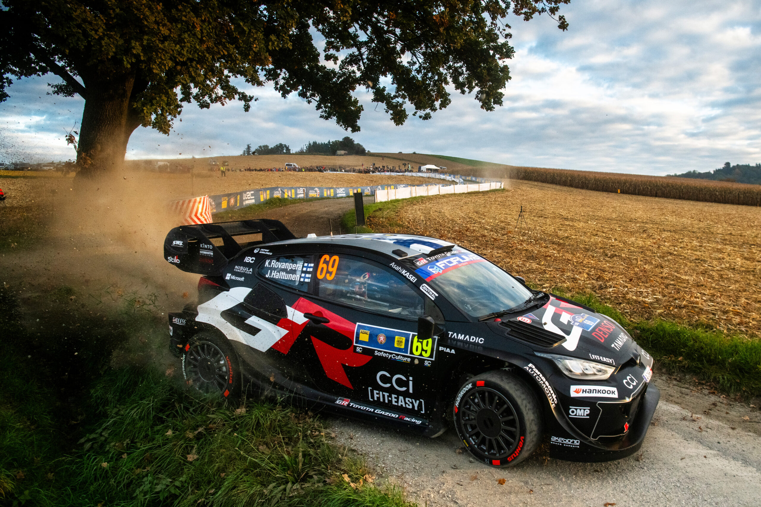 Kalle Rovanperä (FIN) Jonne Halttunen (FIN) Of Toyota Gazoo Racing Wrt are seen performing during the World Rally Championship CER in Passau, Germany on 16,October, 2025 //