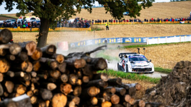 Sami Pajari (FIN) Marko Salminen (FIN) Of Toyota Gazoo Racing Wrt2 are seen performing during the World Rally Championship CER in Passau, Germany on 16,October, 2025 //