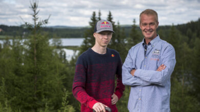 Kalle Rovanpera, Harri Rovanpera pose for the portrait during the FIA World Rally Championship 2017 in Puuppola, Finland on July 27, 2017 //