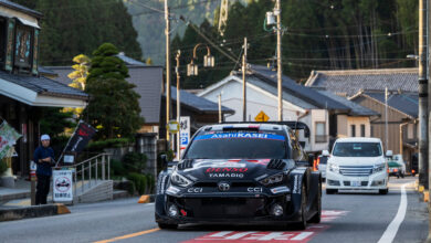 Sebastien Ogier (FRA) Vincent Landais (FRA) Of team TOYOTA GAZOO RACING WRT are seen on roadsection during the World Rally Championship Japan in Toyota City, Japan on 7,November, 2025 //