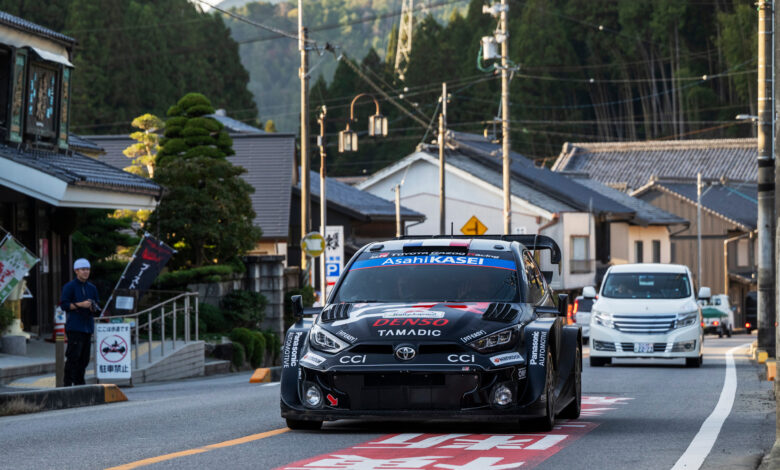 Sebastien Ogier (FRA) Vincent Landais (FRA) Of team TOYOTA GAZOO RACING WRT are seen on roadsection during the World Rally Championship Japan in Toyota City, Japan on 7,November, 2025 //