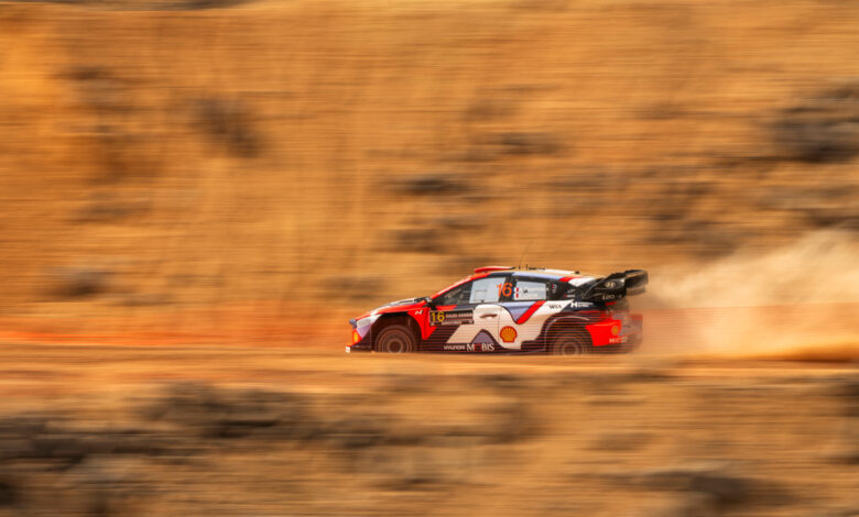 Adrien Fourmaux (FRA) Alexandre Coria (FRA) Of team HYUNDAI SHELL MOBIS WORLD RALLY TEAM are seen performing during the World Rally Championship Saudi Arabia in Jeddah, Saudi Arabia on 26,November. 2025 //