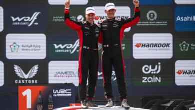 Sebastien Ogier (FRA) Vincent Landais (FRA) Of team TOYOTA GAZOO RACING WRT celebrate World rally championship 2025 title during the World Rally Championship Saudi Arabia in Jeddah, Saudi Arabia on 29,November. 2025 /