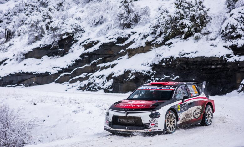 22 GRYAZIN Nikolay (bul), ALEKSANDROV Konstantin (kgz), Lancia Corse HF, Lancia Ypsilon HF, RC2 Rally2, action during the 2026 Rallye Automobile Monte Carlo, 1st round of the 2026 WRC World Rally Car Championship, from January 22 to 25, 2026 at Gap, France - Photo