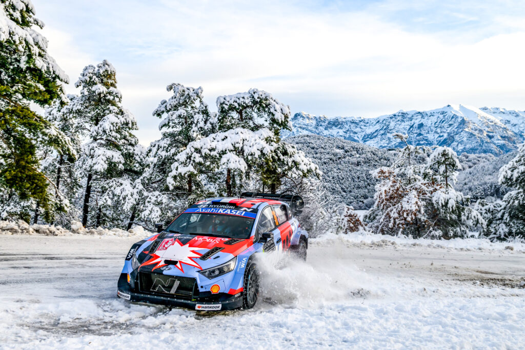 Adrien Fourmaux and Alex Coria perform during the first stop of the World Rally Championship - Rally Monte-Carlo in Gap, France on January 24, 2026. //