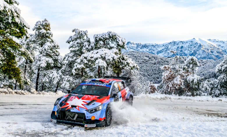 Adrien Fourmaux and Alex Coria perform during the first stop of the World Rally Championship - Rally Monte-Carlo in Gap, France on January 24, 2026. //