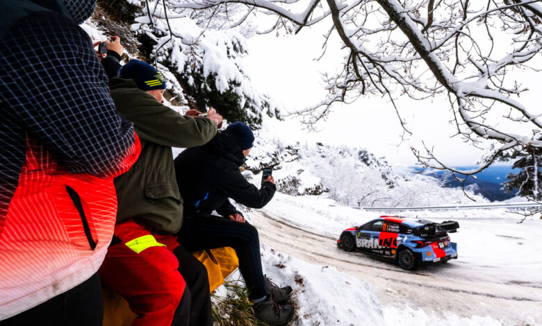 Thierry Neuville (BEL) Martijn Wydaeghe (BEL) Of team HYUNDAI SHELL MOBIS WORLD RALLY TEAM are seen performing during the World Rally Championship Monte-Carlo in Gap, France on 25,January. 2025 /