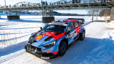 Esapekka Lappi (FIN) Enni Mälkönen (FIN) Of team HYUNDAI SHELL MOBIS WORLD RALLY TEAM are seen racing during the World Rally Championship Sweden in Umea, Sweden on 12 February, 2026 //